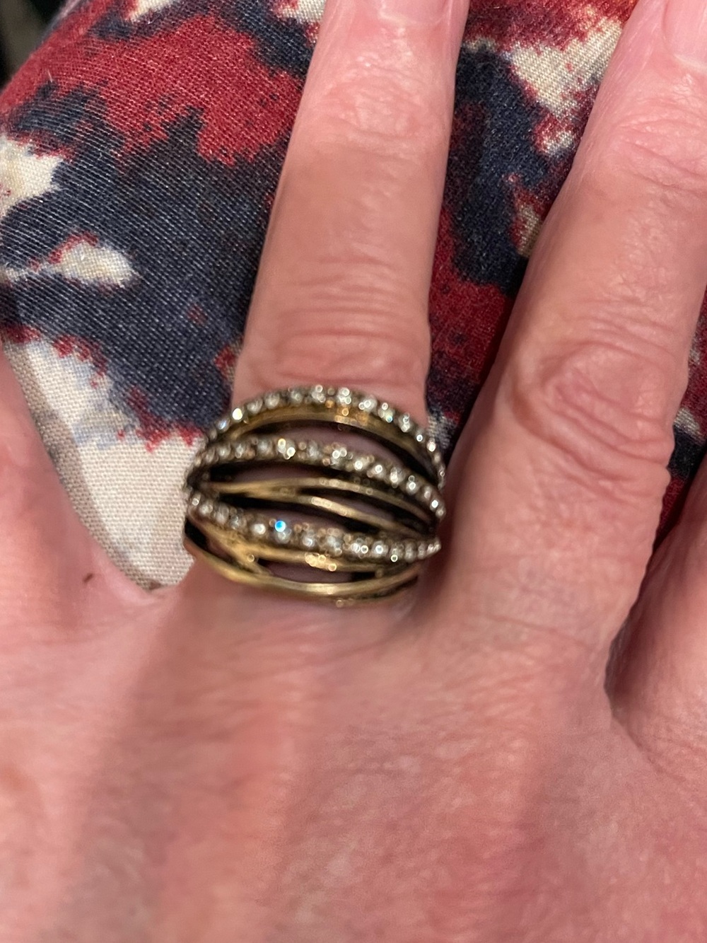 Gold Multi-Band Crystal Ring - Women Jewelry